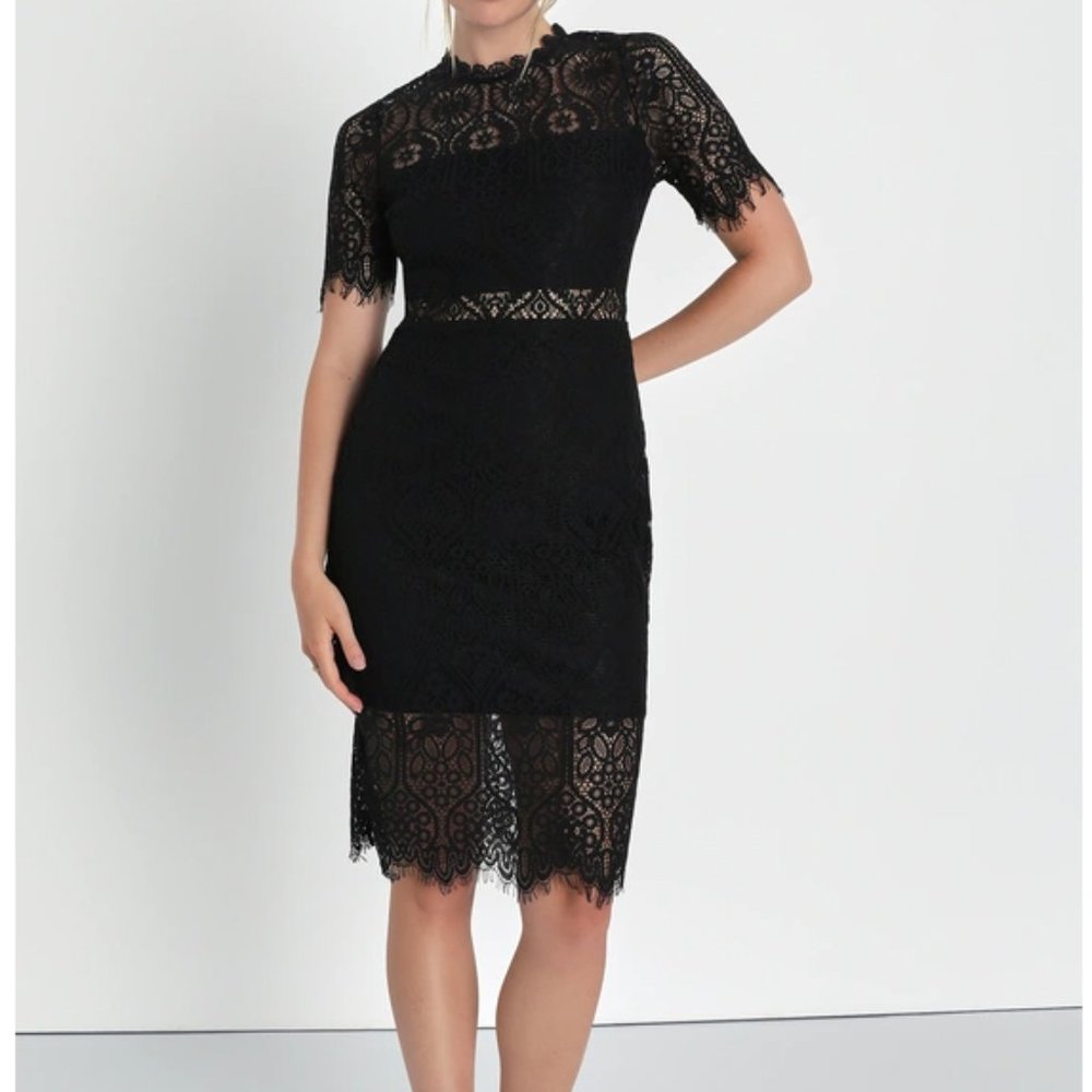 NWOT LULUS Remarkable Black Lace Dress XS